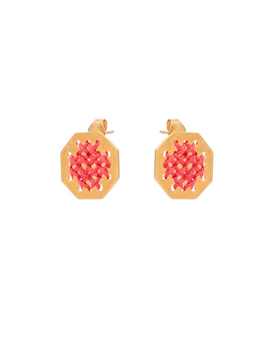 Gold Coral Motif Stud Earrings