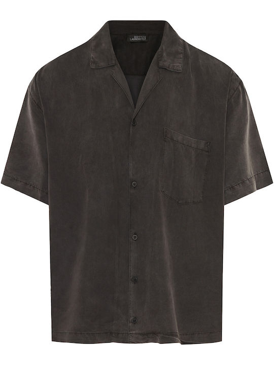 Dirty Laundry Men's Shirt Short Sleeve Linen Vintage Black