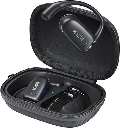 WK Beluga S2 Open Ear Bluetooth Handsfree Ακουστικά με Θήκη Φόρτισης Μαύρα