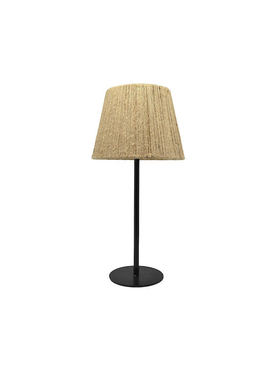 Ankor Metal Table Lamp LED with Beige Shade and Black Base