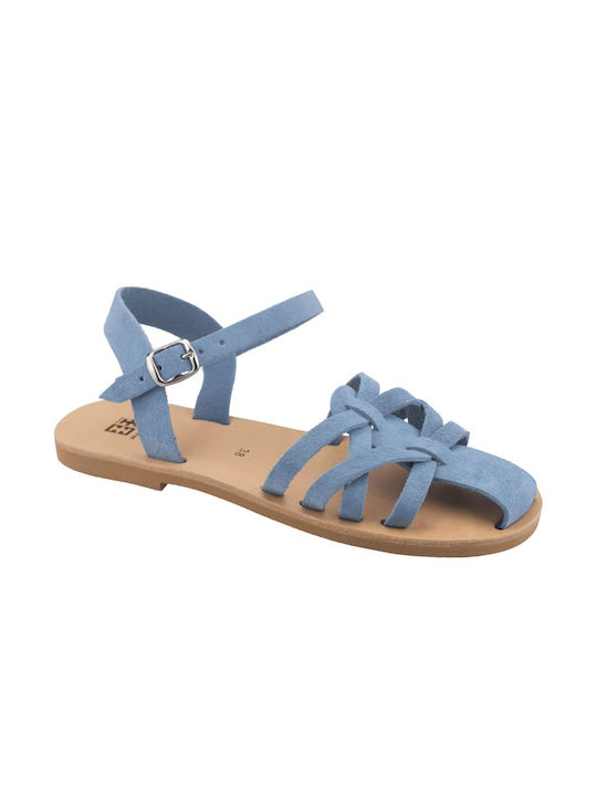 XX Leder Damen Flache Sandalen in Blau Farbe