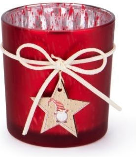 Excelsa Christmas Glass Red Candle 8x7cm
