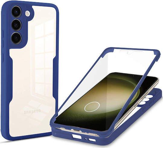 Techsuit ColorVerse 360 Vollschutz Silikon Set mit gehärtetem Glas Blau (Galaxy S23+)