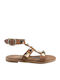 Women's Flat Sandals in Tabac Brown Color