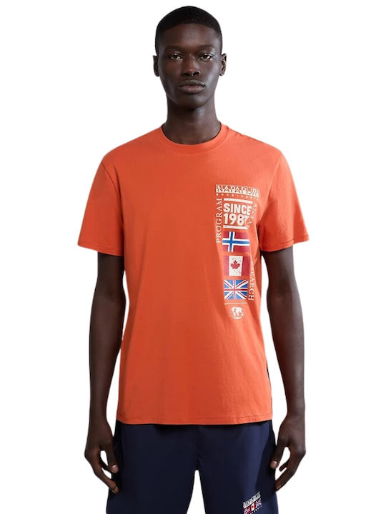 Napapijri Turin Men's Short Sleeve T-shirt Orange Burnt