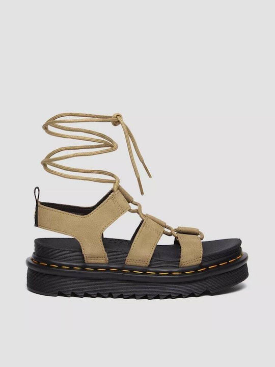 Dr. Martens Nartilla Leder Damen Flache Sandalen Gladiator Tan