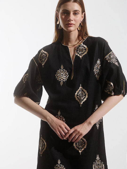 Sommer Midi Damenkleid Schwarz