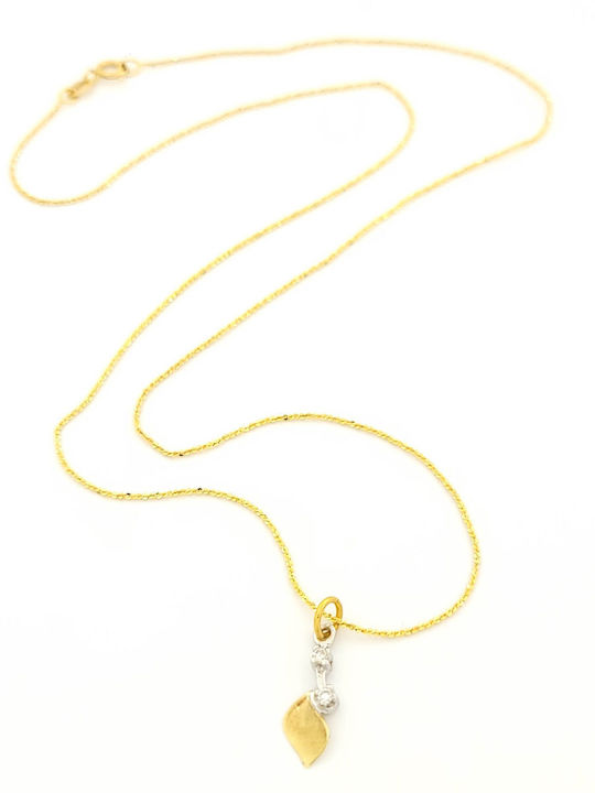 Gold Bicolor Women's Pendant K18 Metrongold Diamonds Chain K14 Code 107245
