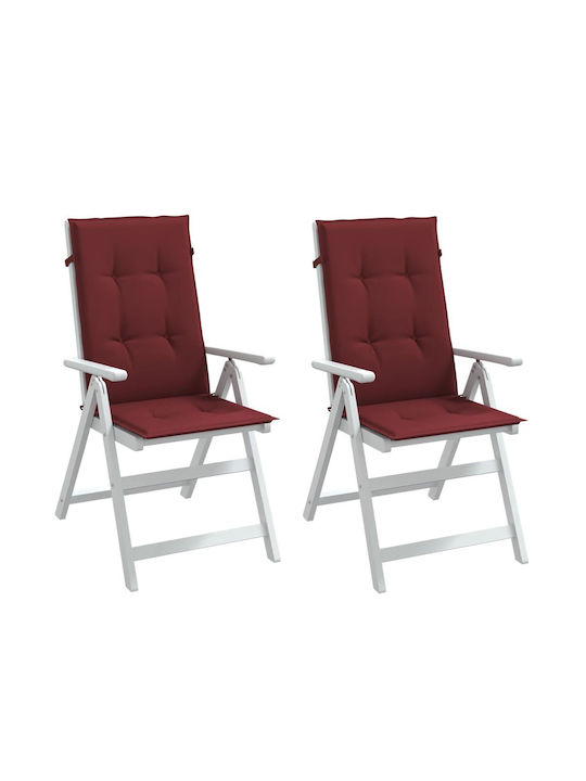 vidaXL Garden Chair Cushion with Backrest Red 2pcs 50x120cm