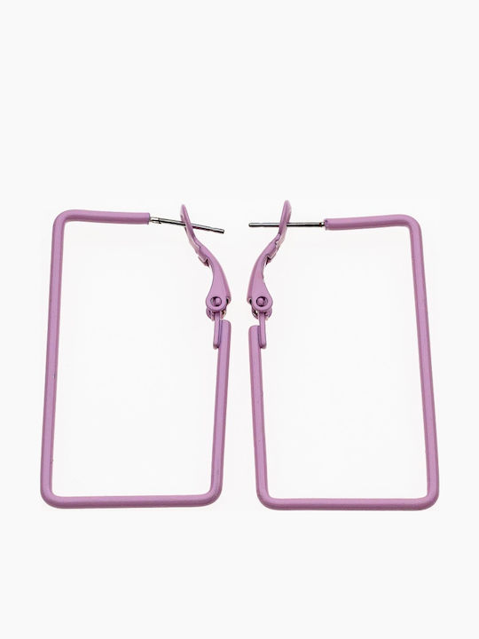 Metallic Rectangular Earrings 5cm 6 Colors - Lilac