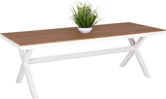 Masa pentru spații exterioare Polywood cu schelet din aluminiu Tawnee Alb 219.5x89.5cm