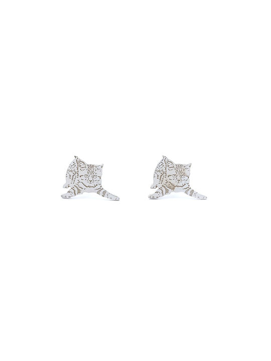 925 Sterling Silver Plated Cat Design Earrings