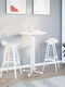 Round Table Dining Room Collapsible Wooden with Metal Frame White 70x70x110cm