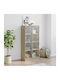 Wohnzimmer Vitrine aus Spanplatte mit Verglasung Braune 68x37x142cm