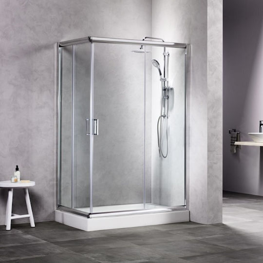 Tema Καμπίνα Ντουζιέρας με Συρόμενη Πόρτα 90x90x180cm Clear Glass Chrome