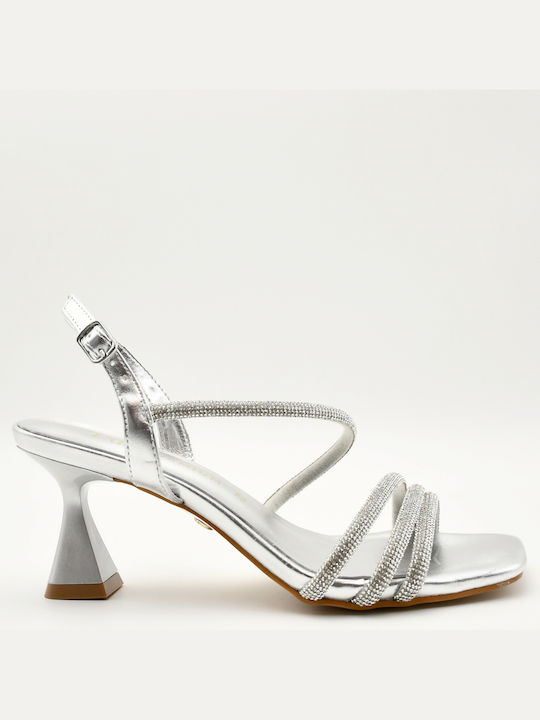 Women's Leather Silver Tata Sandals Silver Women's Bridal Shoes 4325
