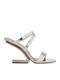 Synthetic Leather Women's Sandals Silver with High Heel