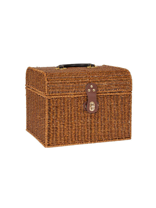 Decorative Basket Rattan with Handles Brown 35x26x26cm Iliadis