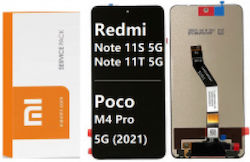 Οθόνη Redmi Note mit Touchscreen und Rahmen für Xiaomi Poco M4 PRO 5G, Redmi Note 11S 5G, Redmi Note 11T 5G (Schwarz)