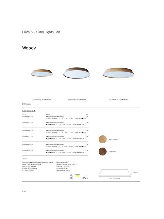 VK Lighting Plafonieră de Tavan 33buc Maro cu LED Integrat