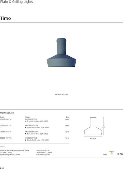 VK Lighting Deckenleuchte Gray mit Fassung GU10