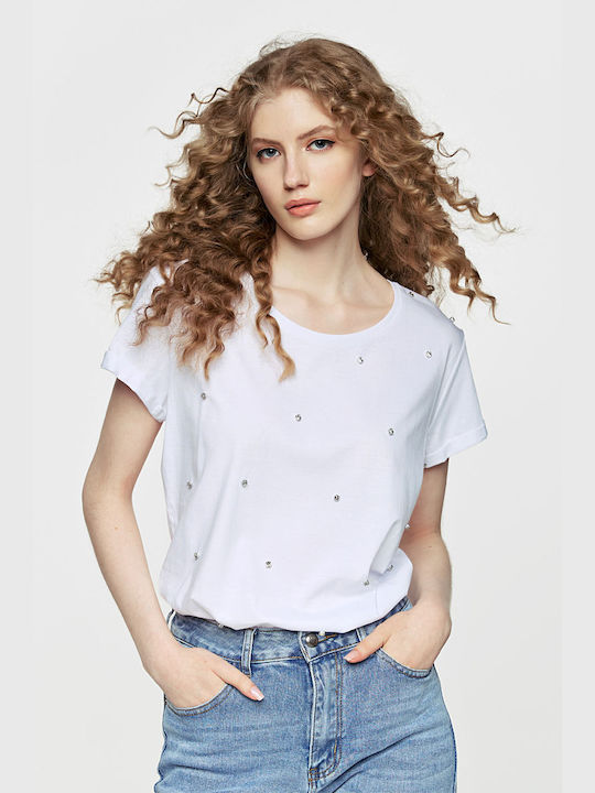 Cinderella Damen Bluse Kurzärmelig White