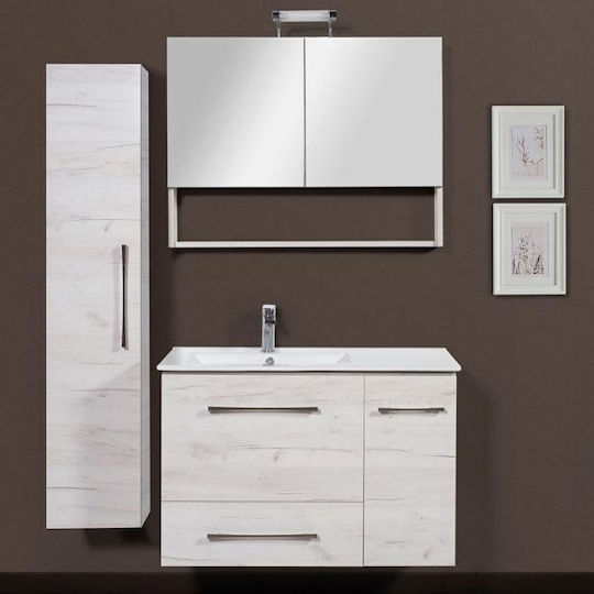Mabo Dual M 90 Oglindă De Baie Rectangulară Din Placă Din Lemn Agregat Cu Lungime 90cm
