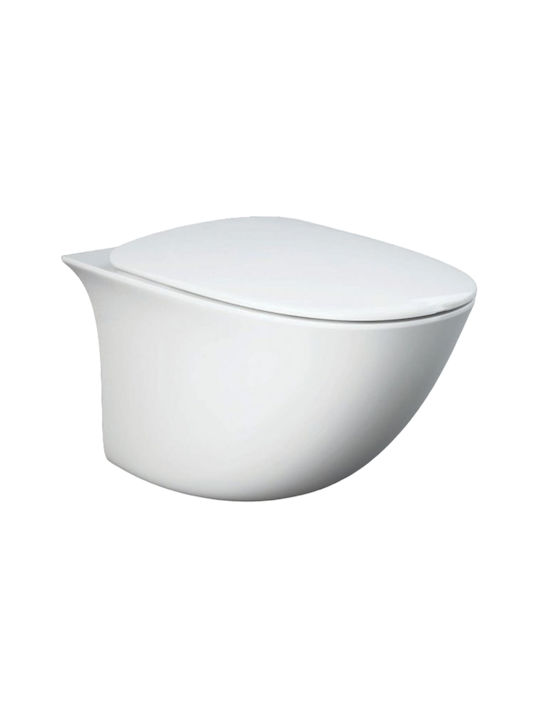 Rak Ceramics Wandhängende Toilette Randlos mit Spülung mit Schlank Deckel Duroplast Sanftes Schließen Weiße