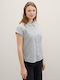 Women's Striped Short Sleeve Shirt Navy White Stripe