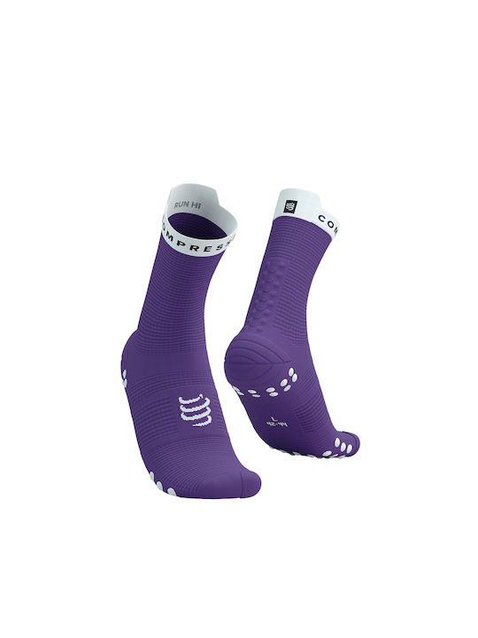 Compressport Pro Racing Socks V4.0 Run High Running Κάλτσες Μωβ 1 Ζεύγος
