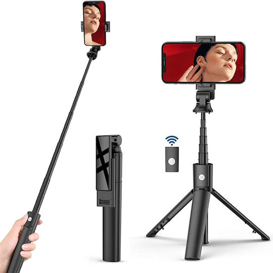 Techsuit Selfie-Stick mit Bluetooth / Fernsteuerung Schwarz