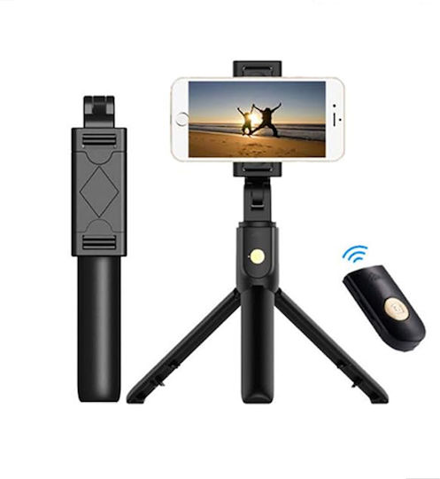 Techsuit Selfie Stick with Bluetooth & Remote Control Black