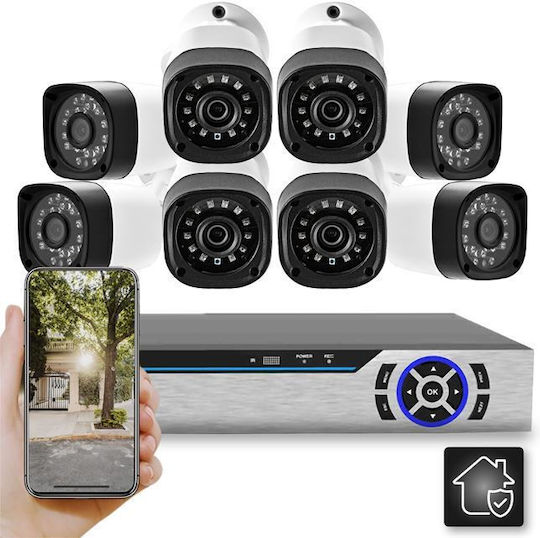 Überwachungssystem 8 Kameras Kameras Überwachungskamera 1080p mit Rekorder DVR
