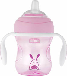 Chicco Transition Cup Educational Sippy Cup Plastic with Handles Pink Bunny for 4m+m+ 200ml