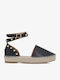 Lederne Damen Espadrilles mit Nieten in Schwarz Farbe