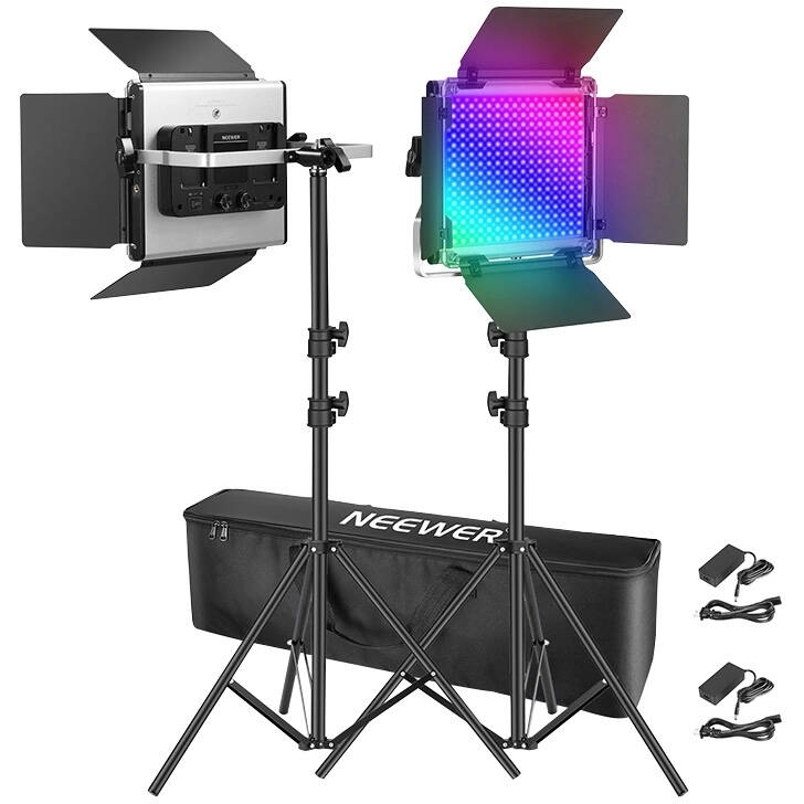 Neewer 660 PRO RGB LED studio set, two 50W 3200-5600K lamps + tripods + gates