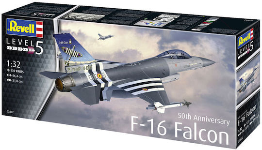Revell 50th Anniversary F-16 Falcon Modeling Figure 150 Pieces in Scale 1:32 45.3cm.