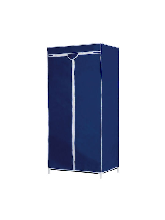 Alpina Fabric Wardrobe with Zipper and Shelves in Blue Color 75x50x160cm