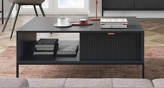 Central Rectangular Coffee Table Nova Wooden with Drawers Grey 104x68x46cm