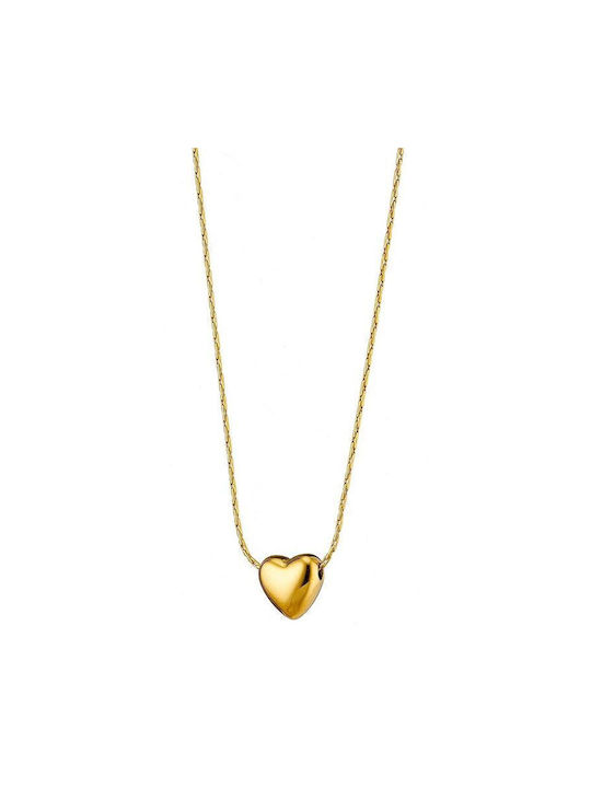 Necklace Stainless Steel Gold Plated 24k Heart As12971