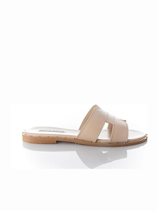 Sofia Manta Leather Women's Flat Sandals in Ecr...