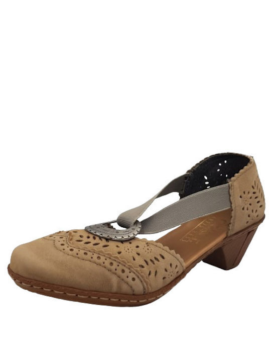 Rieker Leder Pumps Beige