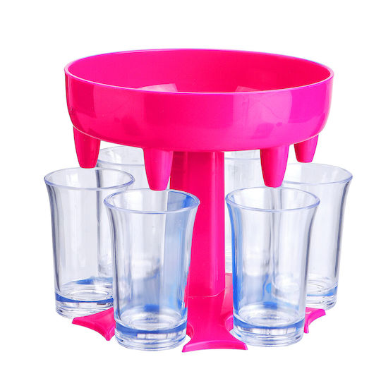 Alcohol Dispenser Glasses Zola Plastic 13x11 Cm Pink