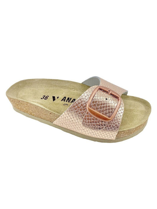 Vesna Leather Women's Flat Sandals Anatomic Metallic Pink