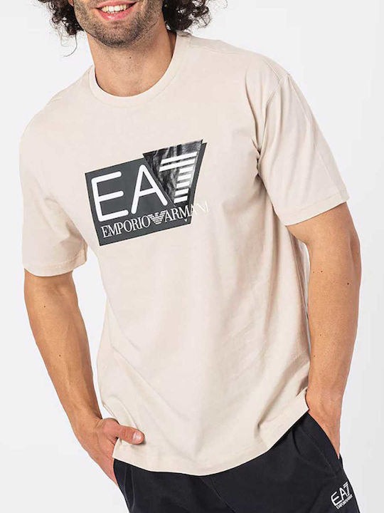 Emporio Armani T-shirt Bărbătesc cu Mânecă Scurtă Bej