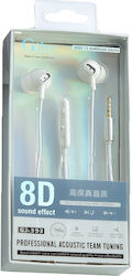 Gjby Gj-393 Earbuds Handsfree Headphones with Connector 3.5mm White