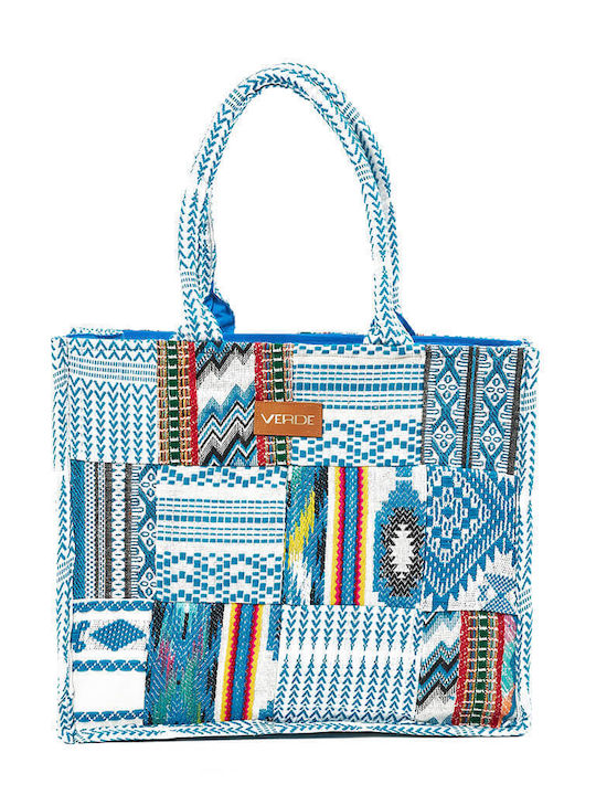 Verde Stoff Strandtasche Blau