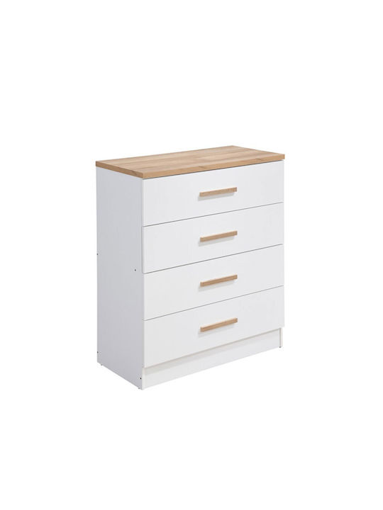 Practico Wooden Chest of Drawers Natural White 80x40x99cm