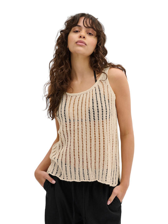 My Essential Wardrobe Women's Summer Blouse Sleeveless Birch Beige