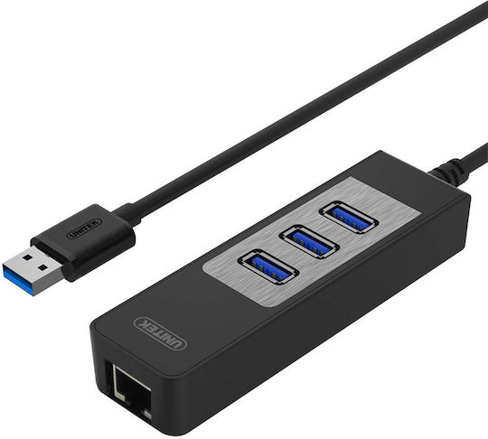Unitek Y-3045C USB Hub 3 Ports USB 3.0 with USB-A Connection Ethernet